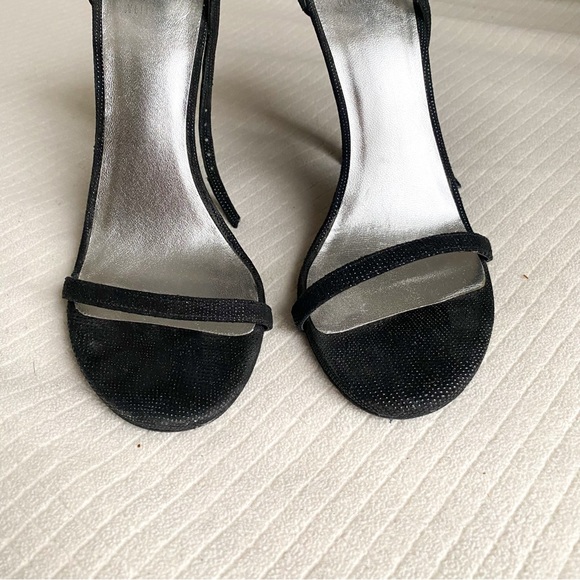 •Stuart Weitzman•SEXY Nudist Sandals in Black Goosebump Suede, Size 7.5 - Picture 3 of 6